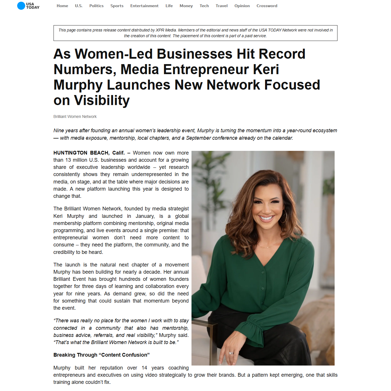 USA Today — Keri Murphy Feature